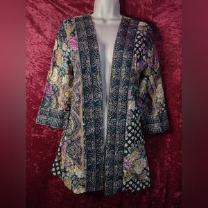 VINTAGE Lady Carol Petites Floral Paisley Kimono Jacket Cardigan Size 6